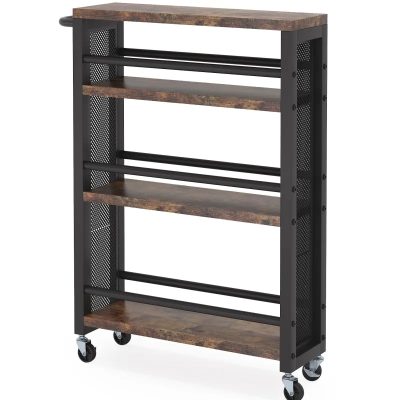 Tribesigns Kitchen Carts|Kitchen Carts*Kitchen Cart, 4 Tier Slim Storage Rolling Cart Spice Rack