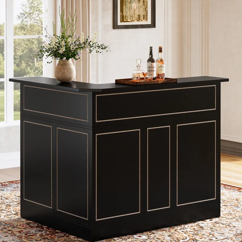 Tribesigns Bar Units*L - Shaped Bar Table, 4 - Tier Bar Cabinet Reception Desk