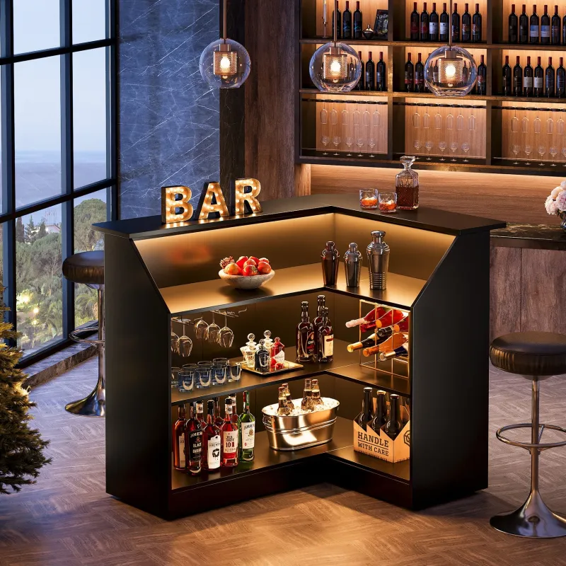 Tribesigns Bar Units*L - Shaped Bar Table, 4 - Tier Bar Cabinet Reception Desk