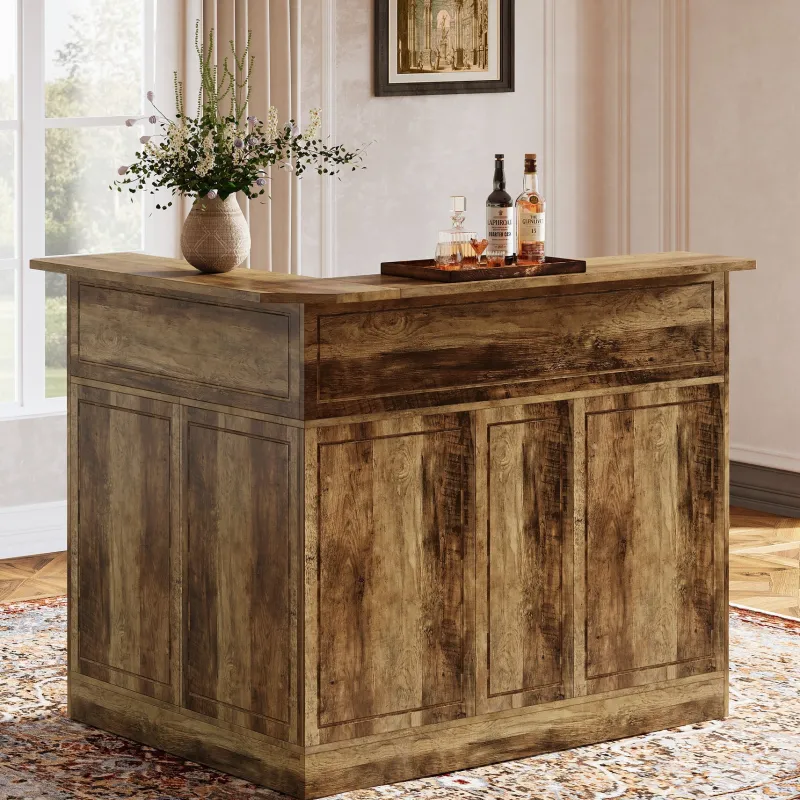 Tribesigns Bar Units*L - Shaped Bar Table, 4 - Tier Bar Cabinet Reception Desk