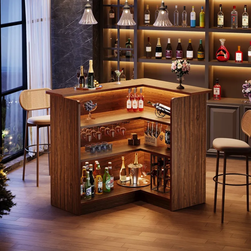 Tribesigns Bar Units*L - shaped Bar Table, 4 - tier Bar Cabinet Liquor Bar Units
