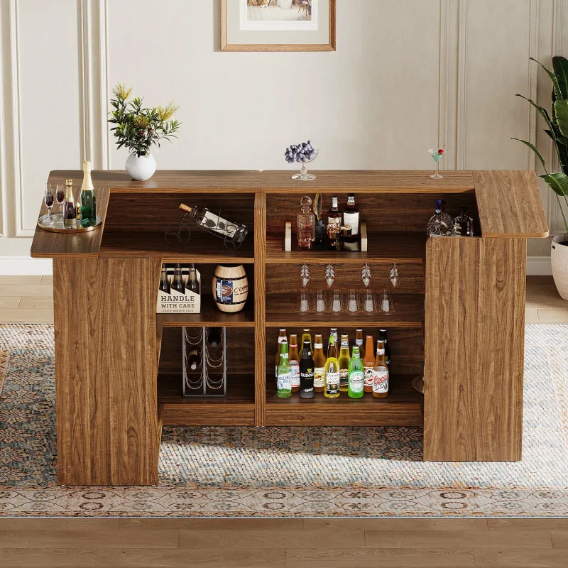 Tribesigns Bar Units*L - shaped Bar Table, 4 - tier Bar Cabinet Liquor Bar Units