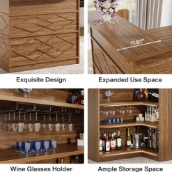 Tribesigns Bar Units*L - shaped Bar Table, 4 - tier Bar Cabinet Liquor Bar Units