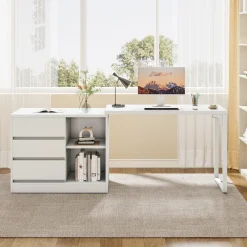 Tribesigns Desks*L - Shaped Computer Desk, Reversible Corner Desk With Drawer Cabinet