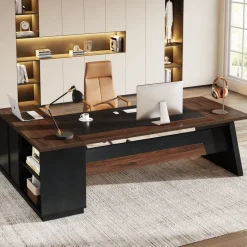 Tribesigns Desks*L - Shaped Executive Desk, 78" Office Desk with Drawers and Lateral File Cabinet