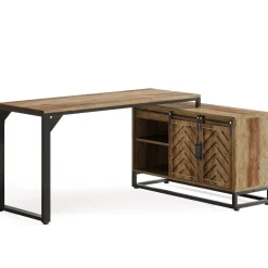 Tribesigns Desks*L - Shaped Executive Desk, 53" Farmhouse Computer Desk Corner Desk with Cabinet