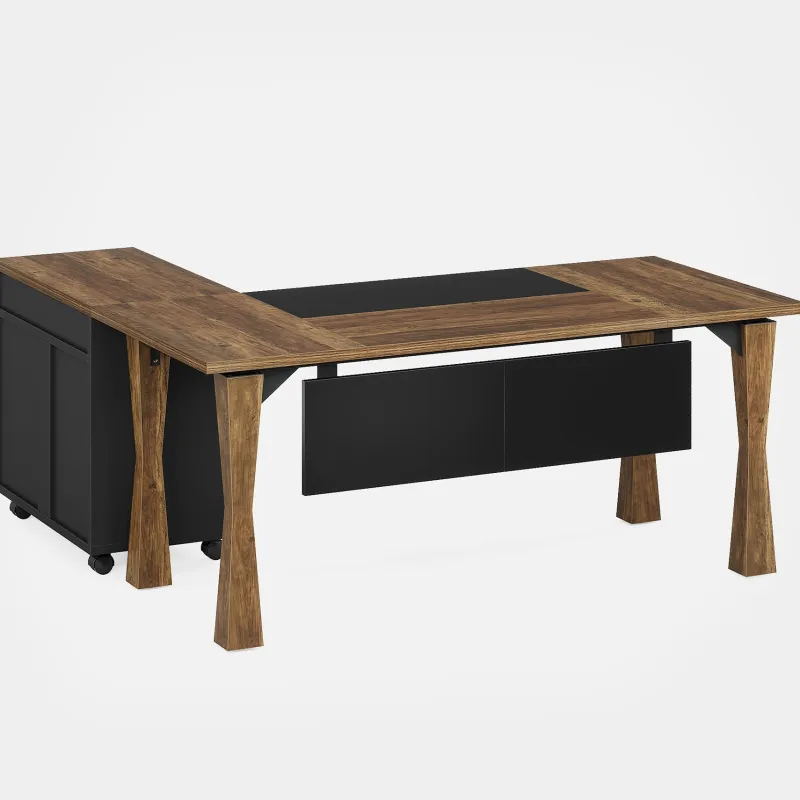Tribesigns Desks*L - Shaped Executive Desk, 63" Computer Desk With File Cabinet