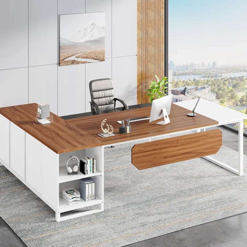 Tribesigns Desks*Large L - Shaped Desk, 70.87" Executive Desk with 55" File Cabinet