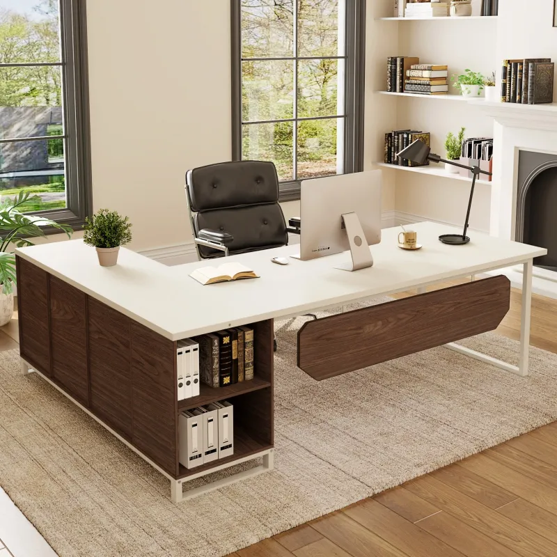 Tribesigns Desks*Large L - Shaped Desk, 70.87" Executive Desk with 55" File Cabinet