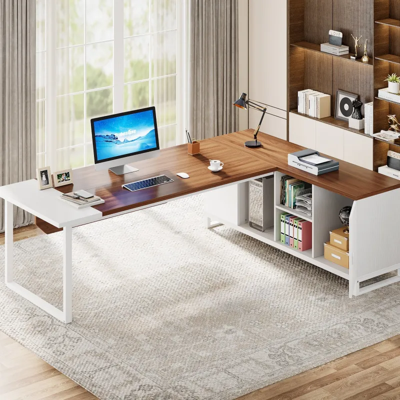 Tribesigns Desks*Large L - Shaped Desk, 70.87" Executive Desk with 55" File Cabinet