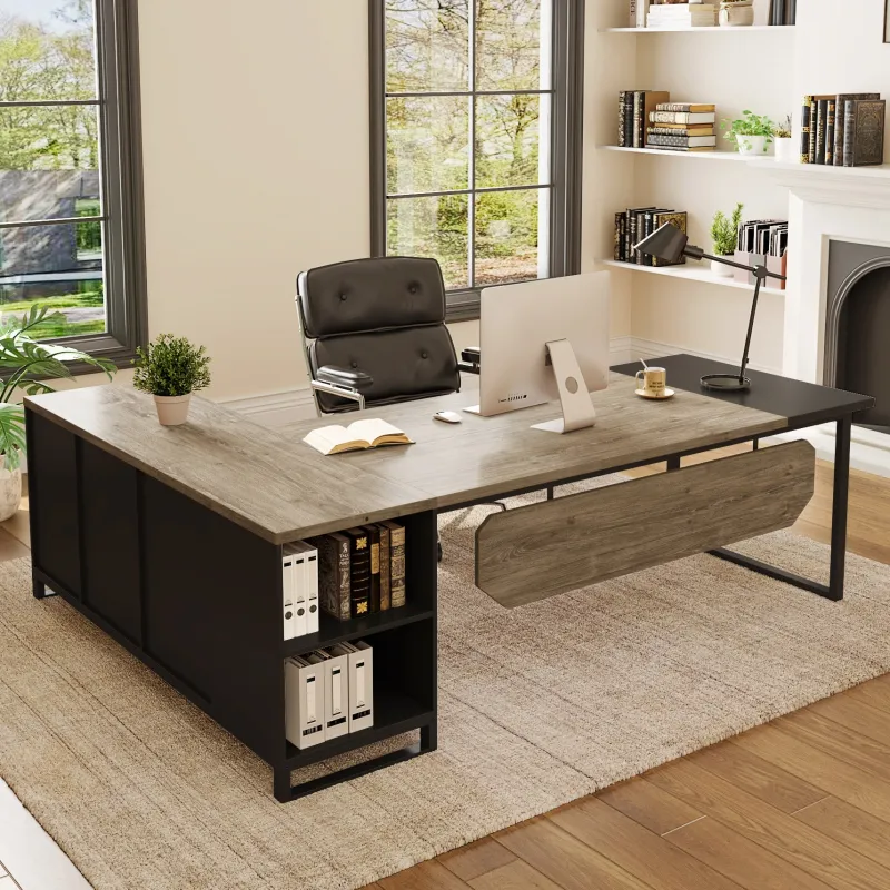 Tribesigns Desks*Large L - Shaped Desk, 70.87" Executive Desk with 55" File Cabinet