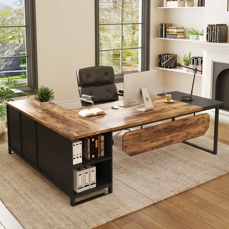 Tribesigns Desks*Large L - Shaped Desk, 70.87" Executive Desk with 55" File Cabinet