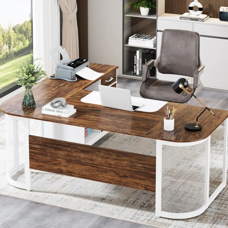 Tribesigns Desks*Large L-Shaped Desk, 63" Executive Desk with 31" Drawer Cabinet