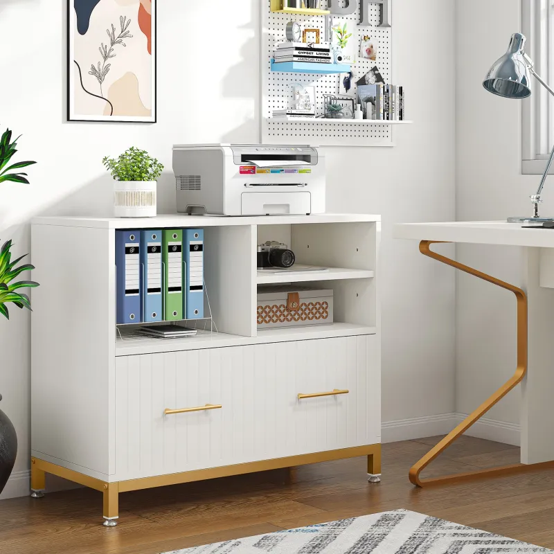 Tribesigns Printer Stands|Printer Stands*Lateral File Cabinet Printer Stand with Drawer & Open Storage Spaces