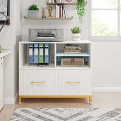 Tribesigns Printer Stands|Printer Stands*Lateral File Cabinet Printer Stand with Drawer & Open Storage Spaces