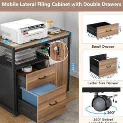 Tribesigns Printer Stands|Printer Stands*Lockable File Cabinet Printer Stand with Drawers & Caster