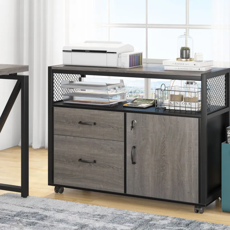 Tribesigns Printer Stands|Printer Stands*Lockable File Cabinet Printer Stand with Drawers & Caster