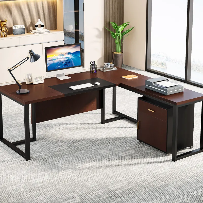 Tribesigns Desks*L-Shaped Desk, 70.8’’ Executive Desk with Mobile File Cabinet