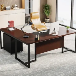 Tribesigns Desks*L-Shaped Desk, 70.8’’ Executive Desk with Mobile File Cabinet