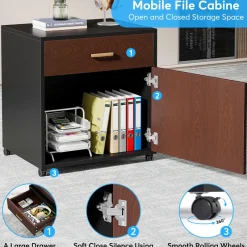 Tribesigns Desks*L-Shaped Desk, 70.8’’ Executive Desk with Mobile File Cabinet