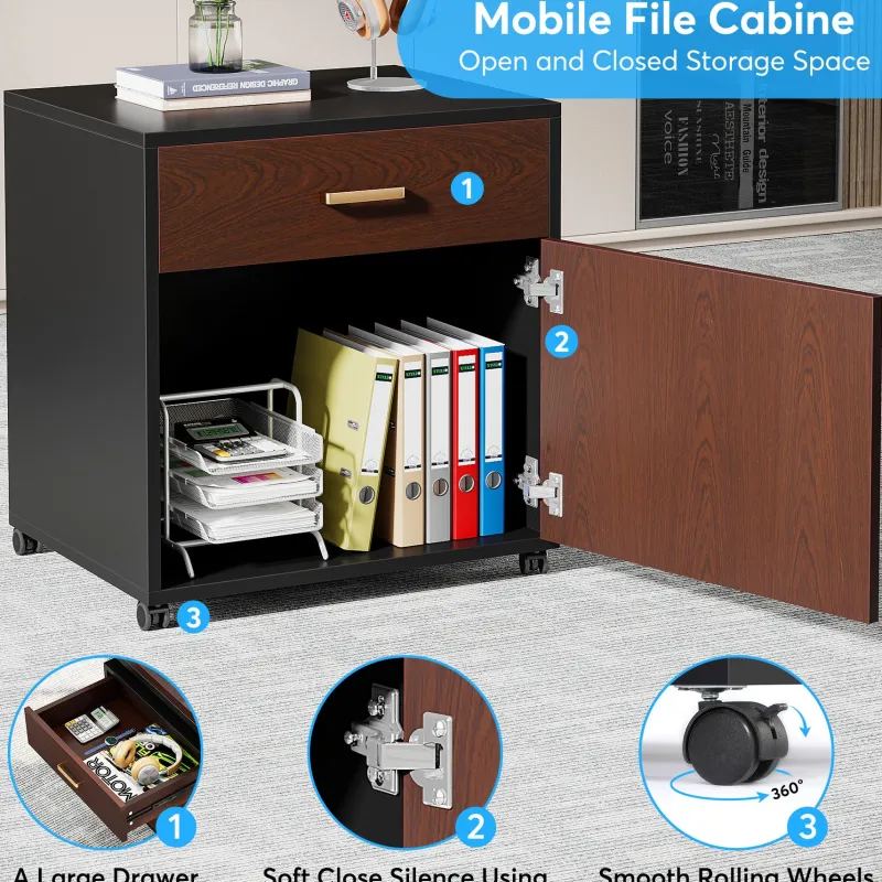 Tribesigns Desks*L-Shaped Desk, 70.8’’ Executive Desk with Mobile File Cabinet