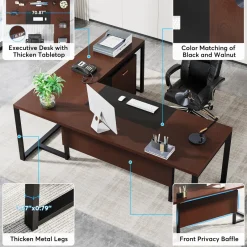 Tribesigns Desks*L-Shaped Desk, 70.8’’ Executive Desk with Mobile File Cabinet