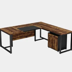 Tribesigns Desks*L-Shaped Desk, 70.8’’ Executive Desk with Mobile File Cabinet