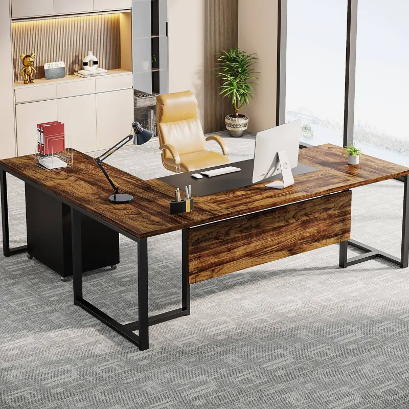 Tribesigns Desks*L-Shaped Desk, 70.8’’ Executive Desk with Mobile File Cabinet