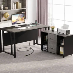 Tribesigns Desks*L-Shaped Desk, 55" Office Desk with 40" Mobile File Cabinet