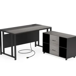 Tribesigns Desks*L-Shaped Desk, 55" Office Desk with 40" Mobile File Cabinet