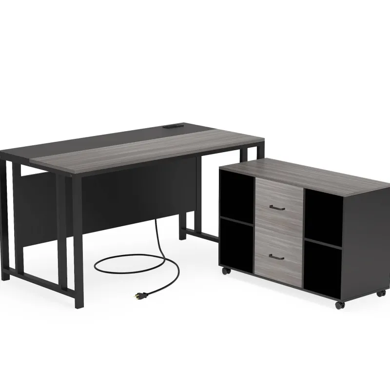 Tribesigns Desks*L-Shaped Desk, 55" Office Desk with 40" Mobile File Cabinet
