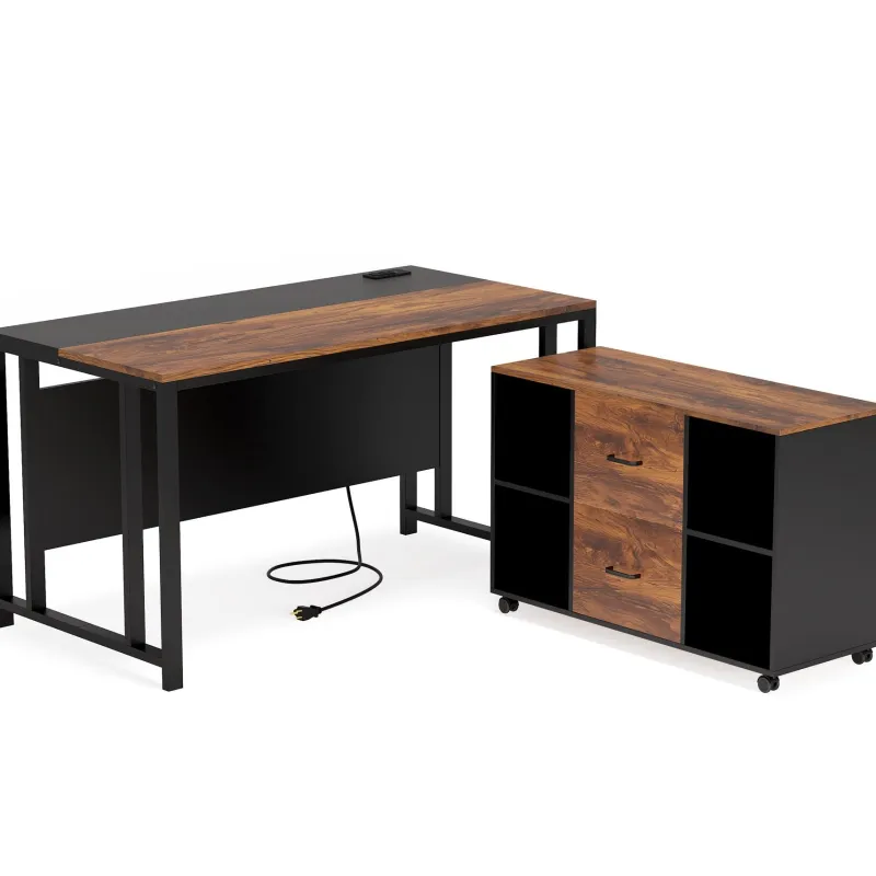 Tribesigns Desks*L-Shaped Desk, 55" Office Desk with 40" Mobile File Cabinet