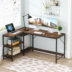 Tribesigns Desks*L-Shaped Desk, Reversible Corner Computer Desk with Storage Shelves