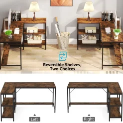 Tribesigns Desks*L-Shaped Desk, Reversible Corner Computer Desk with Storage Shelves