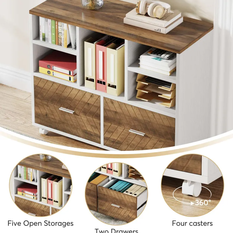 Tribesigns Desks*L-Shaped Executive Desk, 63" Computer Desk with Mobile File Cabinet