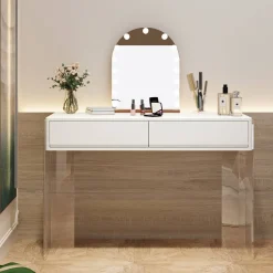 Tribesigns Makeup Vanities*Makeup Vanity, 38" Makeup Dressing Table with 2 Drawers & Acrylic Legs(Without Mirror)