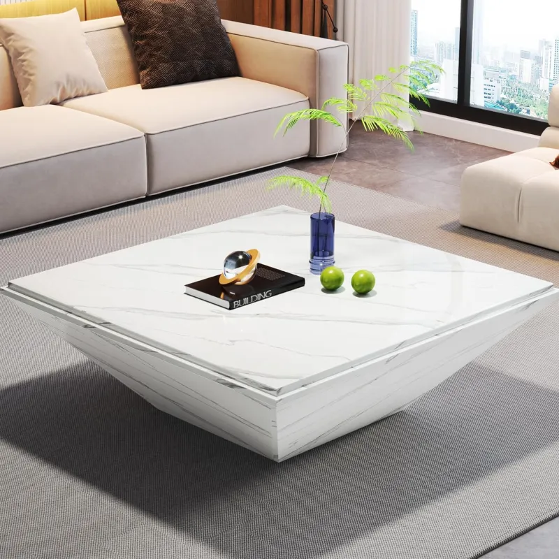 Tribesigns Coffee Tables*Modern Coffee Table, 35.43" Center Table with Faux Marble Top