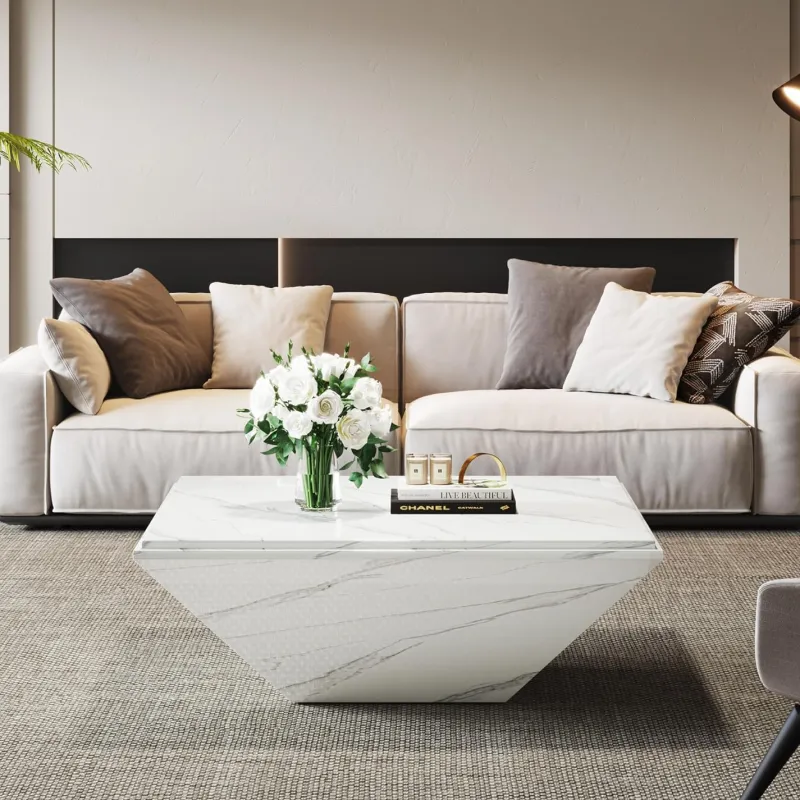 Tribesigns Coffee Tables*Modern Coffee Table, 35.43" Center Table with Faux Marble Top