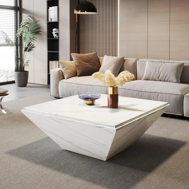 Tribesigns Coffee Tables*Modern Coffee Table, 35.43" Center Table with Faux Marble Top