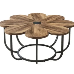 Tribesigns Coffee Tables*Modern Coffee Table, Flower - Shaped Center Table with Faux Marble Tabletop