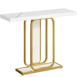 Tribesigns Console Tables|Console Tables*Modern Console Table, 41" Faux Marble Sofa Table with LED Lights