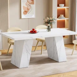 Tribesigns Dining Tables*Modern Dining Table, 63" Faux Marble Kitchen Dinner Table for 4 - 6