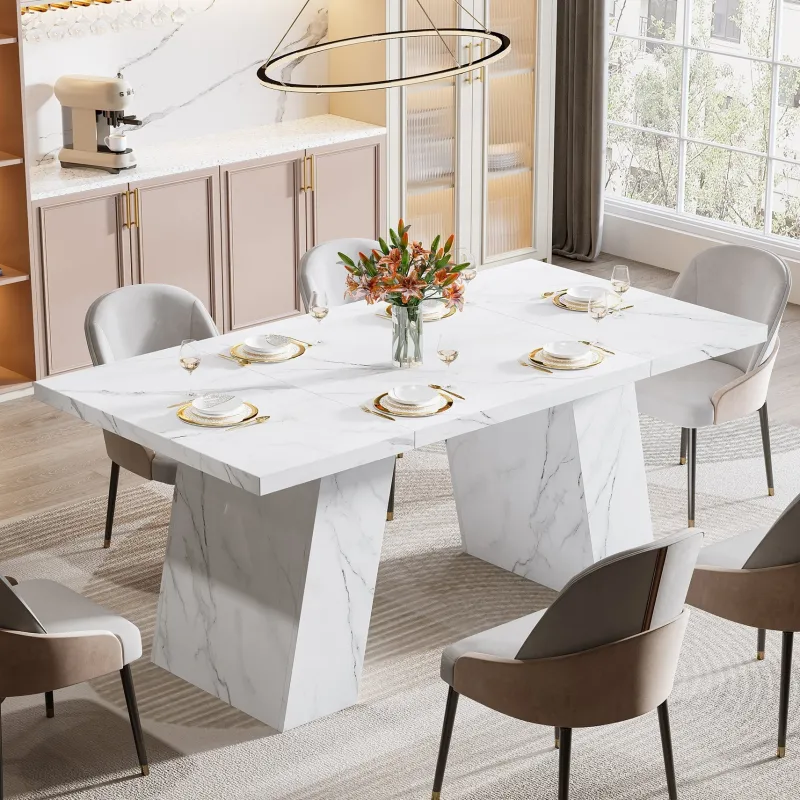 Tribesigns Dining Tables*Modern Dining Table, 63" Faux Marble Kitchen Dinner Table for 4 - 6