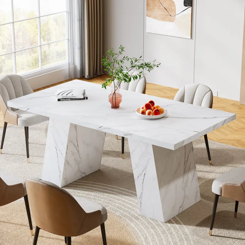 Tribesigns Dining Tables*Modern Dining Table, 63" Faux Marble Kitchen Dinner Table for 4 - 6