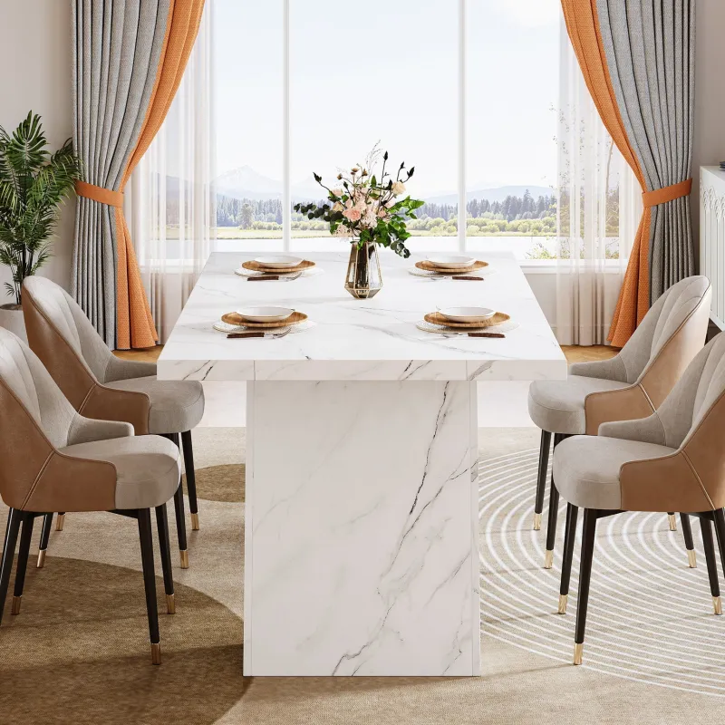 Tribesigns Dining Tables*Modern Dining Table, 63" Faux Marble Kitchen Dinner Table for 4 - 6