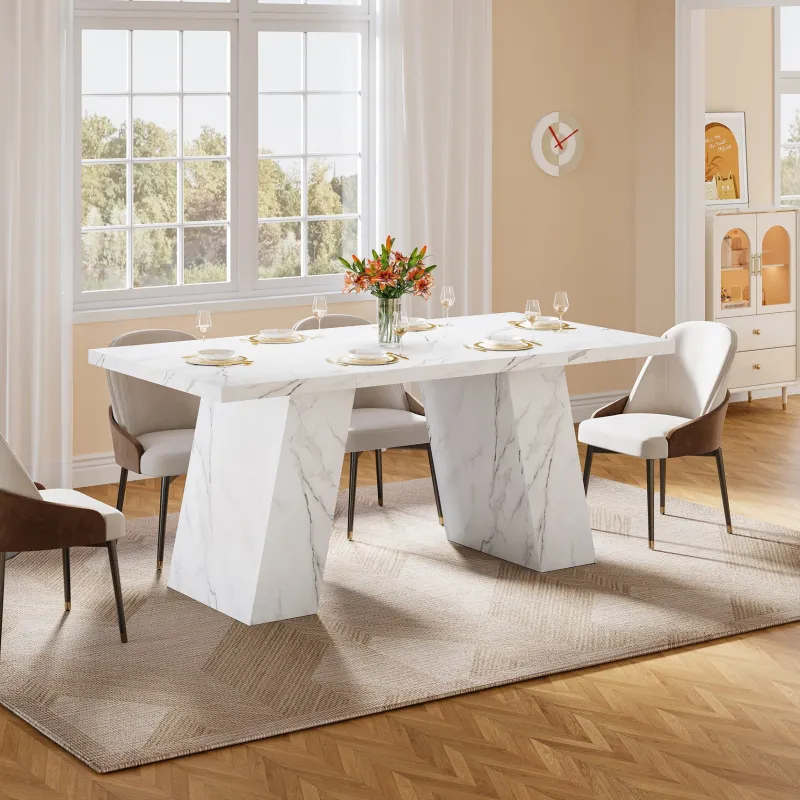 Tribesigns Dining Tables*Modern Dining Table, 63" Faux Marble Kitchen Dinner Table for 4 - 6