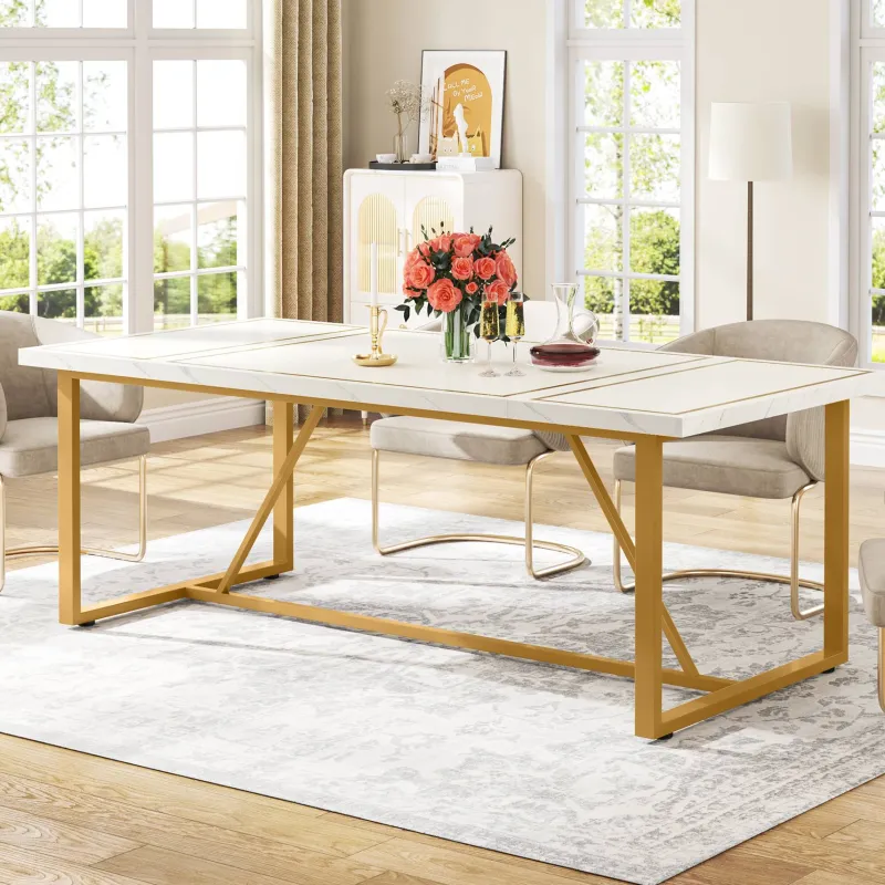 Tribesigns Dining Tables*Modern Dining Table, 70.9" Rectangle Dinner Table for 6-8 People