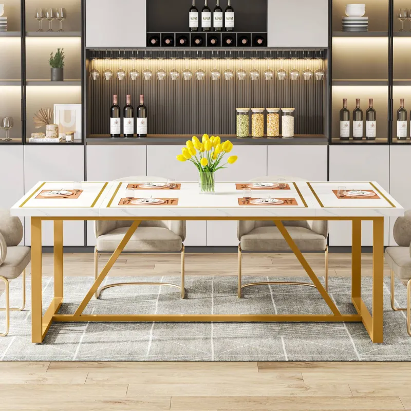Tribesigns Dining Tables*Modern Dining Table, 70.9" Rectangle Dinner Table for 6-8 People