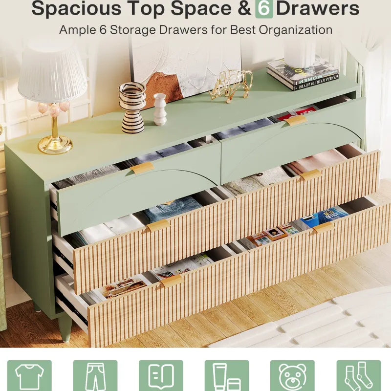 Tribesigns Chests Of Drawers*Modern 6-Drawer Dresser, 55 Inches Storage Chest of Drawers