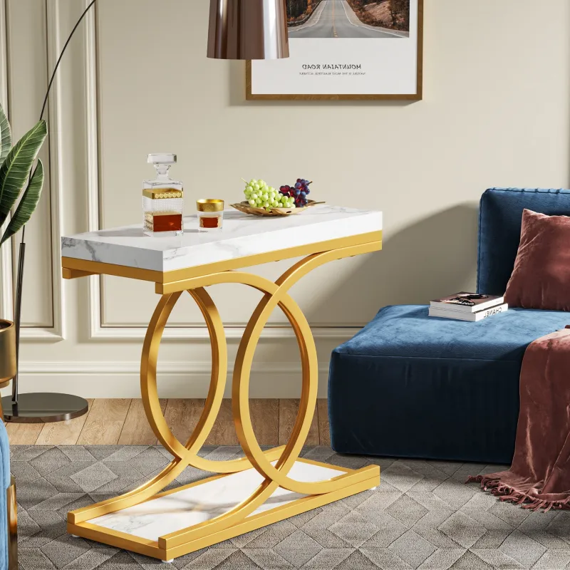 Tribesigns End & Side Tables*Modern End Table, Faux Marble Side Table Bedside Accent Table